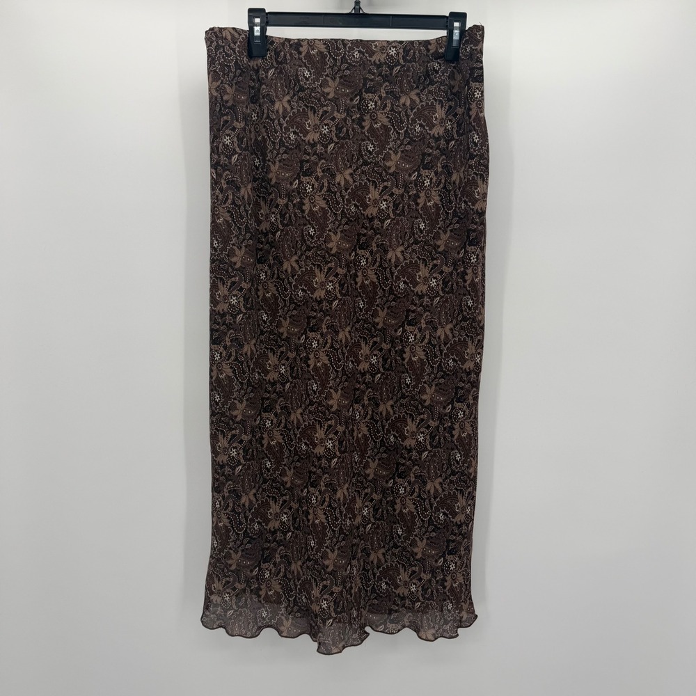 Vinage Kathie Lee Collection Woodland Brown Paisley Maxi Skirt Size 12 KL03046Z